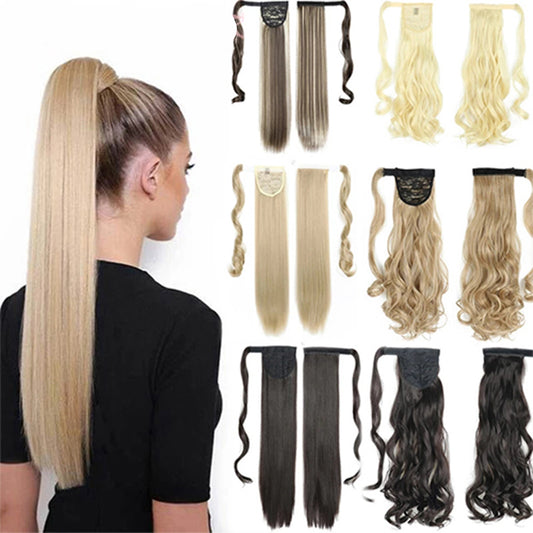 Long Straight Wrap-Around Synthetic Ponytail Extension